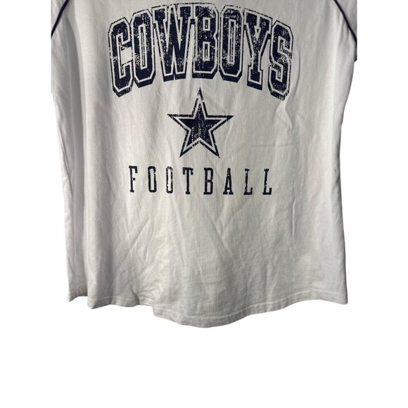 Dallas Cowboys Womens Raglan T-Shirt Medium White & Navy Cotton Tee EUC - Picture 2 of 4